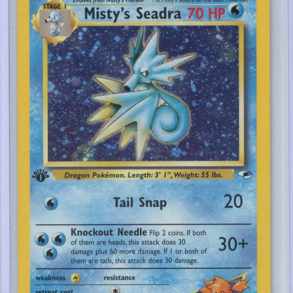 Trading Card Game Misty's Seadra Gym Heroes 1st Edition Holo #9/132 – Official TCG Product
