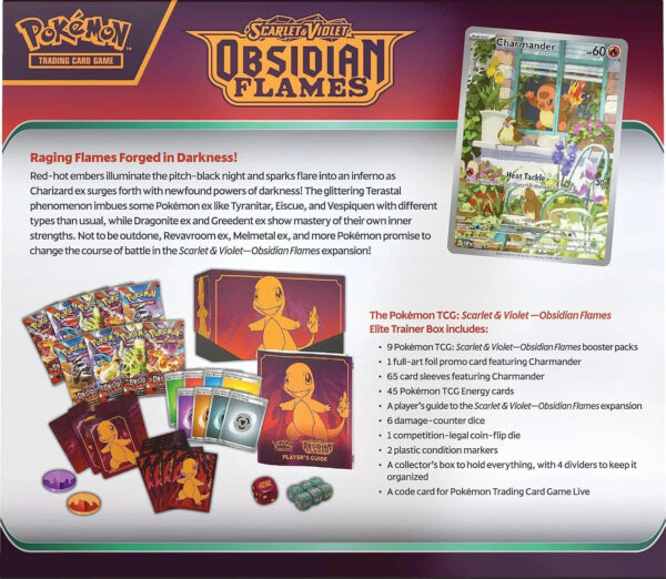 Trading Card Game TCG Scarlet and Violet 3 - Obsidian Flames Elite Trainer Box – Complete Trainer Kit with Accessories - Image 4