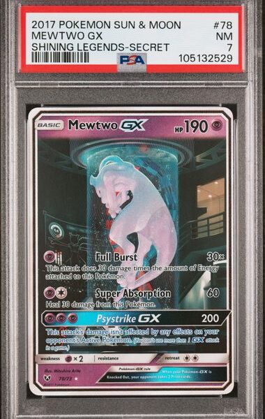 Trading Card Game Mewtwo GX Shining Legends Secret Rare #78/73 PSA 7 – Official TCG Product